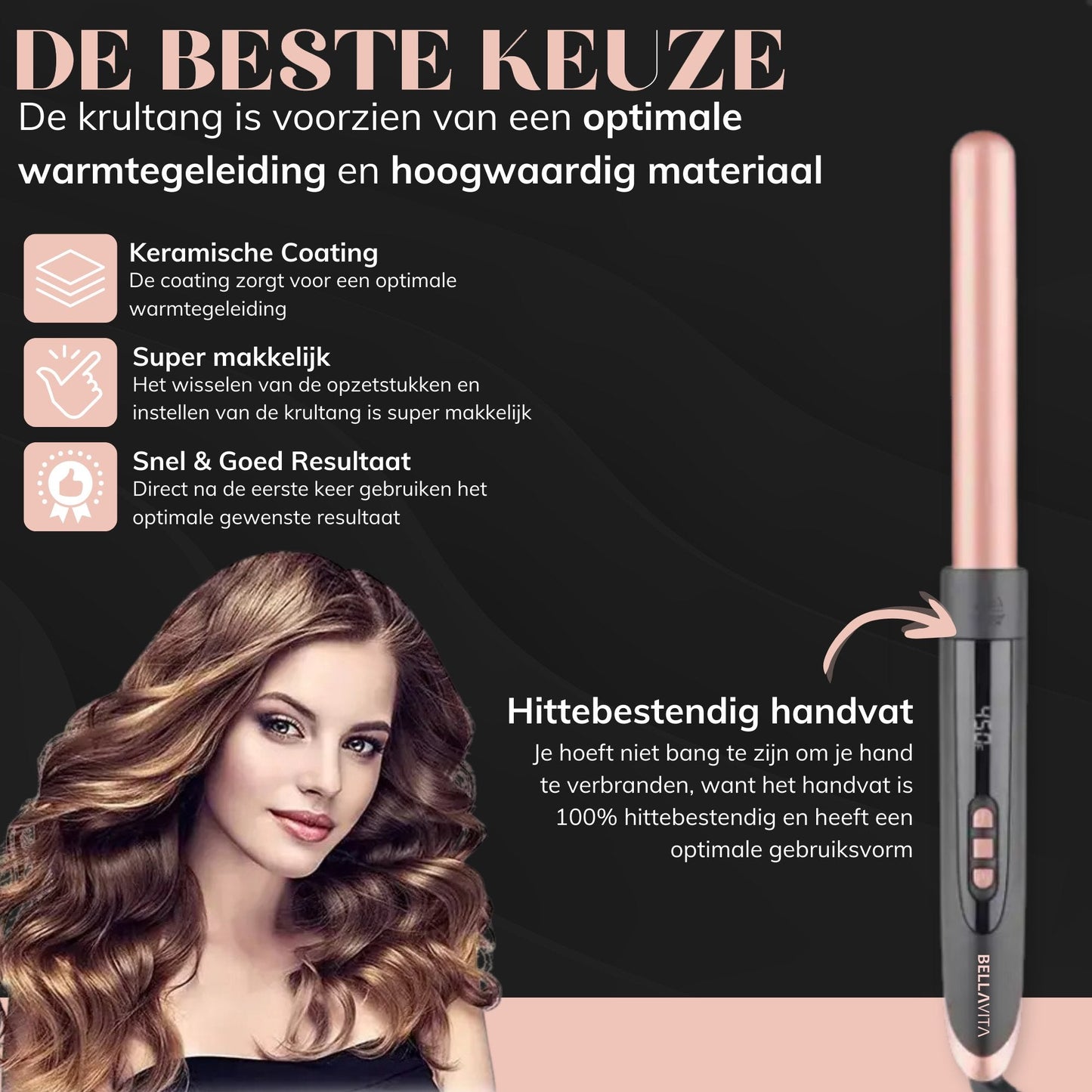 BELLAVITA ® 6 in 1 Krultang met opzetstukken - Bellavita