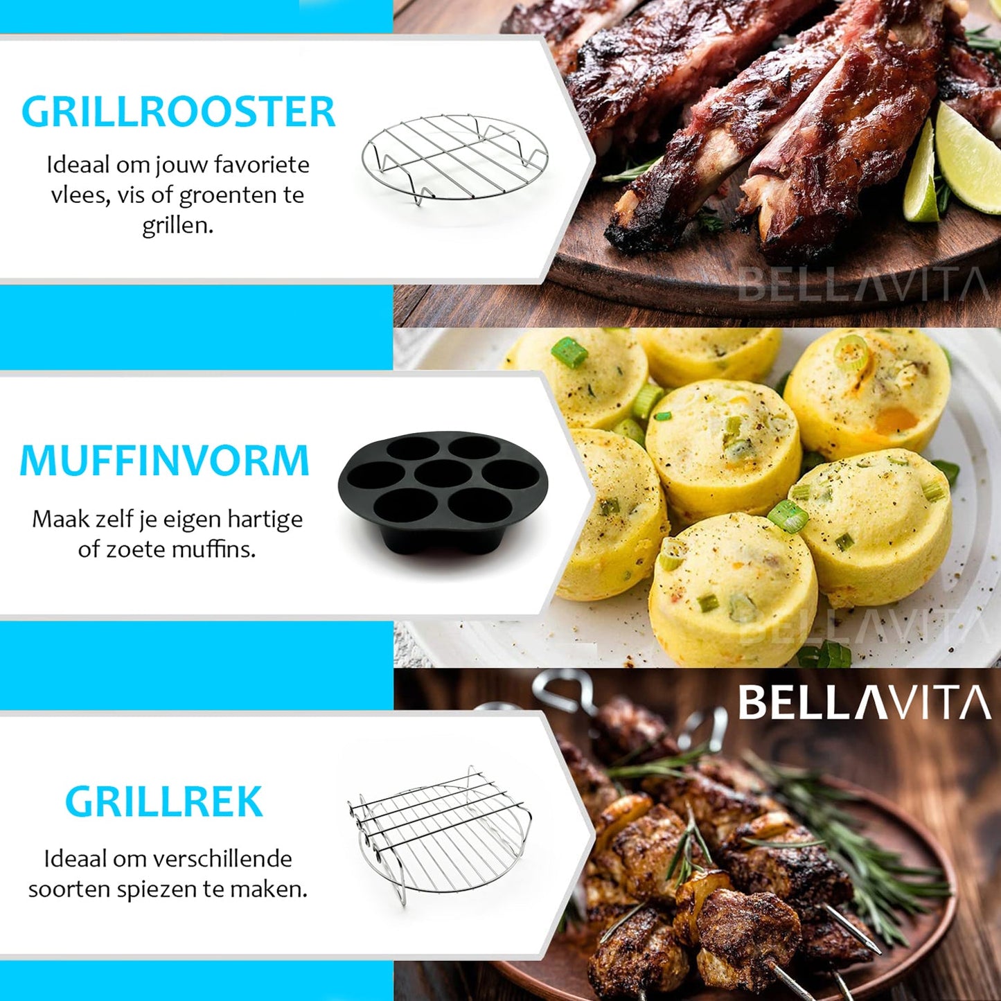 BELLAVITA ® Airfryer XL Accessoires 13 - delig - Bellavitastore.nl