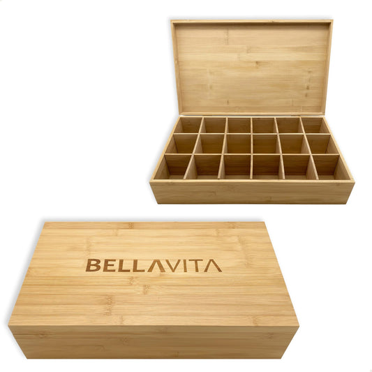 BELLAVITA ® Theedoos - 18 vaks - Bamboe XXL - Bellavita